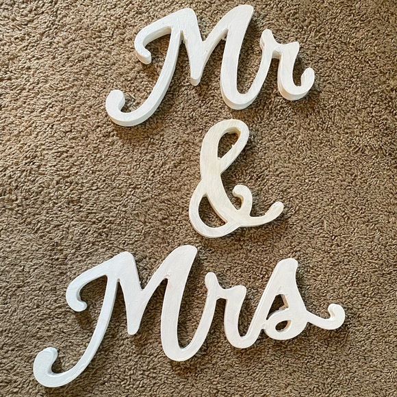 Mr. and Mrs. Cursive Wooden Letters - Picture 1 of 1
